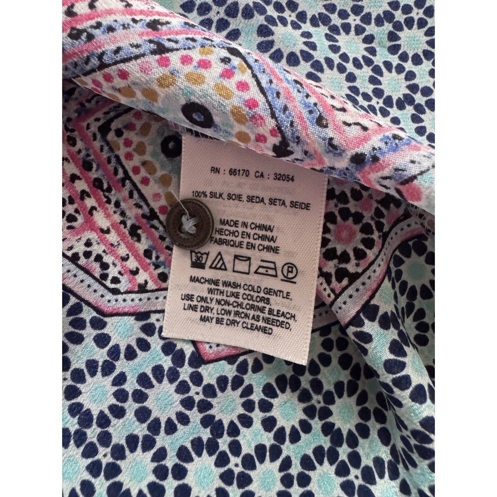 Maeve 100% Silk Geometric Print‎ Button Back Blouse Women's Size 6 - Picture 6 of 8